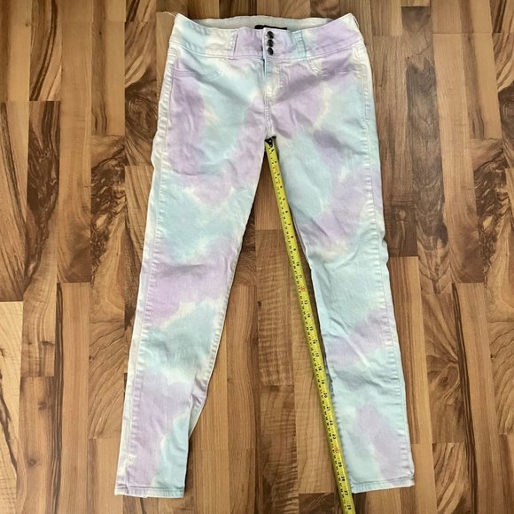 Black Heart Tie Dye High Waist Skull Skinny Jeans 11 - Picture 11 of 12